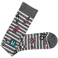 Prestige Medical Premium Compression Socks, Grey Stripes and Symbols