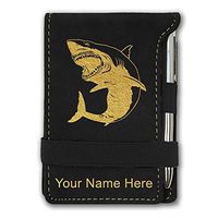 Mini Notepad, Great White Shark, Personalized Engraving Included (Black)