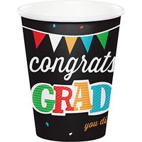 Creative Converting 96 Count 9 Ounce Hot/Cold Paper Cups for Graduation Party, Head Of The Class