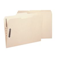 Smead WaterShed/CutLess Fastener File Folder, 2 Fasteners, Reinforced 1/3-Cut Tab, Letter Size, Manila, 50 each per Box (14541)