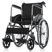 wheelchair Lightweight Folding Transport, Portable Trolley with Brake Solid Tires,Breathable seat Adjustable Foot Pedal,Suitable for The Elderly and People with Reduced Mobility