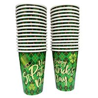 St Patrick's Day Party Supplies Shamrocks Disposable 16OZ Paper Cups SERVE 30 for Irish Saint Patrick Party