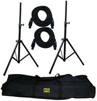 Pyle Stage & Studio DJ Speaker Stand Kit - Pro Audio PA Loudspeaker Stands & Audio Cable, Storage Bag, Speak-On Connector (PMDK101)