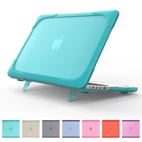 MacBook Air 11 Inch Kickstand Case, Funut 2 in 1 Rubberized Hard Plastic Case Cover Shock Proof Translucent Matt Protective Case for Laptop MacBook Air 11.6 Inch (Models: A1370 A1465) (# Light Blue)