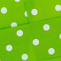 7/8" Grosgrain Ribbon White Dots 550 Apple Green 25yd
