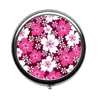 Big and Small Pink Flower Pill Box/Pill case-Round Pill Box/case- Three-Compartment Pill Box/Pill case