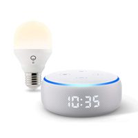 Echo Dot with clock (Sandstone) Bundle with LIFX Wi-Fi Smart Bulb