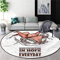 RUGSMAT Hope Modern Machine Washable Round Bath Mat,Sketch Hands and Crane Coffee Table Mat Non-Skid Living Room Carpet Diameter-35