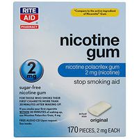 Rite Aid Nicotine Gum, Original Flavor, 2 mg - 170 Count | Quit Smoking Gum