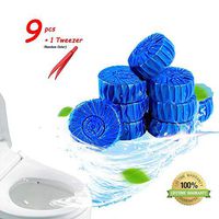 9 Pcs, Automatic Bathroom Blue Toilet Bowl Cleaner Tablets + 1 Tweezer (Random Color)