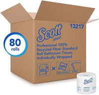 Scott Professional Bulk Toilet Paper for Business (13217), Individually Wrapped Standard Rolls, 2-PLY, White, 80 Rolls/Case, 506 Sheets/Roll