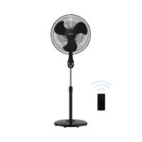 PELONIS FS45-18UR 18" Quiet Oscillating Pedestal Fan with LED Display, Remote Control, 3 Speeds and Modes, 7h Programmed Timer for Home and Office, Glossy Black, 18 Inch 2019 New Model