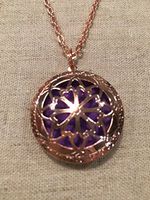 Essential Oils Diffuser Necklace Pendant with 24" Chain and 5 Washable Pads, Aroma Aromatherapy Pink Copper