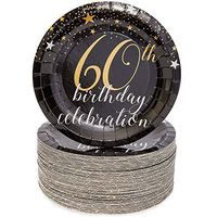 Sparkle and Bash 60th Birthday Paper Plates (80 Count), 7 Inches