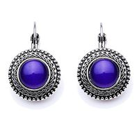 Meolin Vintage Long Earrings Carved Boho Big Drop Earrings Hippie Earrings,Royal Blue,2.51.8cm