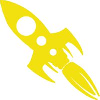 hBARSCI Rocket Vinyl Decal - 5 Inches - for Cars, Trucks, Windows, Laptops, Tablets, Outdoor-Grade 2.5mil Thick Vinyl - Yellow