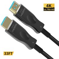 4K Fiber Optic HDMI Cable Supports 4K@60Hz, 4:4:4/4:2:2/4:2:0, HDR, Dolby Vision, HDCP2.2, ARC, 3D, High Speed 18Gbps, Slim and Flexible Active HDMI Cable (33ft, Black)