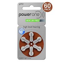 Size P312 Powerone Hearing Aid Batteries, 60 Count