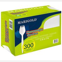 Medium-weight 300Pk Disposable Sporks BPA-Free - MARIGOLD Recyclable cutlery, Eco-Friendly and Kid-Safe Utensils, Great for School Lunch, Picnics or Restaurant and Party Supply Spoons and Forks