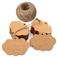 G2PLUS Paper Tags, Gift Tags with String, Brown Craft Tags, Price Tags with 100 Feet Natural Jute Twine Kraft Paper Tags for Arts and Crafts, Wedding, Christmas, Thanksgiving