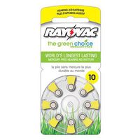 Rayovac L10ZA-8ZM - Zinc Air Battery - 1.4 Volt - For Hearing Aids - 10 Size - 8 Pack