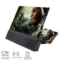QFXFL 3D Mobile Phone Screen Magnifier with Bluetooth Speaker, 12 Inch HD Protable Movies Amplifier with Foldable Holder Stand Support All Smartphones SJ0152