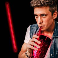 9" Glow Straw Party Pack - 25 Pack (Red)
