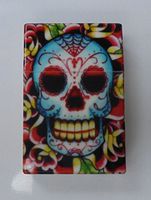 3114-127 - king size -candy skull cigarette case - flip open