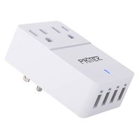 PRITEK USB Outlet Extender 2 Outlets Cruise Power Strip with 4 USB Ports (5V/6A), Compact Travel Wall Outlet Splitter Adapter for Home Office Hotel Cruise Ship - ETL Certified, White
