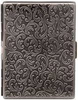 Antique Silver Victorian Print Compact (9 100s) Metal-Plated Cigarette Case & Stash Box