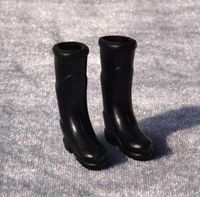 Cute Miniature Dollhouse 1 Pair Black Rain Boots Shoes For 1:6 1:12 Doll Gift \