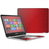 MightySkins Skin Compatible with Samsung Chromebook Plus 12.3"(2017 - Red Carbon Fiber | Protective, Durable, and Unique Vinyl wrap Cover | Easy to Apply, Remove, and Change Styles | Made in The USA
