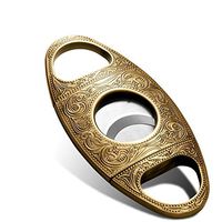 OLT- Smoking set Portable Vintage Pattern Cigar Cutter Stainless Steel Double Blade Guillotine Scissors for Most Size of Cigars, Suitable as a (Color : Brass)