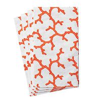 Caspari The Coral Sea Paper Guest Towel Napkins in Coral, Four Packs of 15