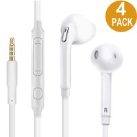 [4 Pack] Earbuds/Headphones/Earphones with Microphone,Hongzan 3.5mm Stereo Jack Headphones with Enhanced Bass Stereo Noise Cancelling Volume Control Flat Cord Compatible Samsung/Android/MP3 MP4 Kids