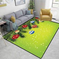 Bigdatastore Christmas Plaid Area Rug, Hanging Ornaments Branches New Year Celebration Party Magical Xmas Environment, Durable Carpet Area Rug - Living Dinning Room Bedroom Rugs and Carpets(3'x 8')