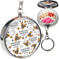 Portable Metal Pill Organizer Keychain Case Stash Box with 3 Compartments for Medicine Vitamin (Miniature Pinscher Dog Breed)