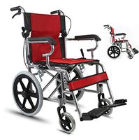 MEI Walker Wheelchair, Thickening Old Man Folding Ultralight Travel Hand-Push Travel Inflatable Wheelchair (Color : Red)