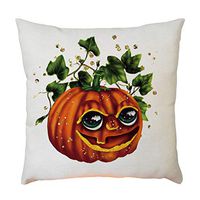 Bosji (17.72" x 17.72") Throw Pillow Covers,Halloween Decoration Cute Pumpkin Pillowcase Festival Home Decor Linen Printed Zipper Cushion Pillow Case