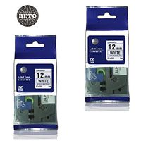 Pack Of 2 Beto Replacment TZ231 TZe231 Black On White Tape For Brother P Touch Labeler