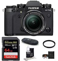 FUJIFILM X-T3 Mirrorless Digital Camera with XF 18-55mm f/2.8-4 R LM OIS Zoom (Black) Bundle, Includes: SanDisk 64GB Extreme PRO SDXC Memory Card, Card Reader and More