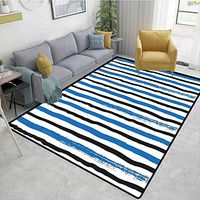 Bigdatastore Abstract Oriental Area Rug Extra Large, Vertical Striped Colorful Paintbrush Bands Stripes Hand Drawn Artful Print, Fashionable High Class Living Dinning Room(6'x 9')