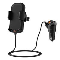 (2020 New) Bluetooth FM Transmitter with Phone Holder, V5.0 Bluetooth Car Adapter, with Vent Clip, 5V/2.4A + QC3.0 Quick Charge Wireless Hands-Free Call Car Kit, Support Support U Disk/TF Card/AUX