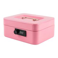 Kyodoled Medium Cash Box with Combination Lock Safe Metal Money Box with Money Tray for Security Lock Box 7.87x 6.30x 3.54Inch Pink Medium