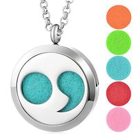 Garden Charms Comma Pattern Aromatherapy Essential Oil Diffuser Pendant Necklace Stainless Steel Locket Pendant GCVA-837 (Necklace)