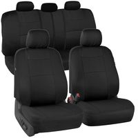 BDK PolyPro Black Car Seat Covers, Full Set - Easy to Install, Front and Rear Bench Seat Protectors, Full Coverage for Car Truck Van and SUV