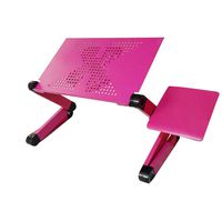 Bed Stand + Cooling Fan & Mouse Pad Laptop PC Stand Tray Bedside Reading eBook Tablet Pink
