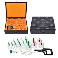 WDN Cupping Set with Pump with 24 Cups, Hand Pump with Extension Tube in an Artistic Decorative Wood Storage Box | Modern Chinese Cupping Therapy Kit for Air Cupping Technique | Improve Health