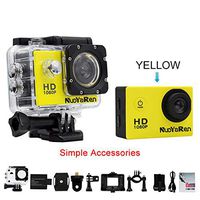 NUOYAREN Action Camera 1080P 12MP Sports Camera Full HD 2.0 Inch Action Cam 30m/98ft Underwater Waterproof Camera with Mounting Accessories Kit (Yellow)