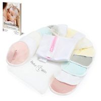 BabyBliss Bamboo Breastfeeding Nursing Pads - 14 Reusable Nipple Covers + Storage & Wash Bags - Available in 3 Sizes - Leak-Proof Nipple Pads for Maternity (L)
